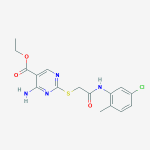 molecular formula C16H17ClN4O3S B11397317 Ethyl 4-amino-2-({2-[(5-chloro-2-methylphenyl)amino]-2-oxoethyl}sulfanyl)pyrimidine-5-carboxylate 