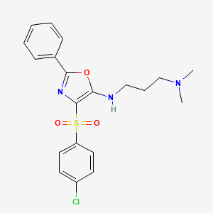 molecular formula C20H22ClN3O3S B11397450 N'-{4-[(4-chlorophenyl)sulfonyl]-2-phenyl-1,3-oxazol-5-yl}-N,N-dimethylpropane-1,3-diamine 