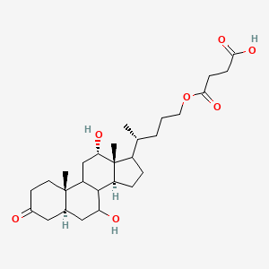 molecular formula C₂₈H₄₄O₇ B1139746 4-[(4R)-4-[(5S,7R,10S,12S,13R,14S)-7,12-dihydroxy-10,13-dimethyl-3-oxo-1,2,4,5,6,7,8,9,11,12,14,15,16,17-tetradecahydrocyclopenta[a]phenanthren-17-yl]pentoxy]-4-oxobutanoic acid CAS No. 550298-38-9