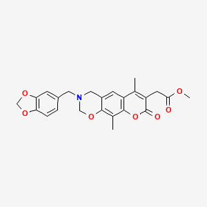 molecular formula C24H23NO7 B11397626 methyl [3-(1,3-benzodioxol-5-ylmethyl)-6,10-dimethyl-8-oxo-3,4-dihydro-2H,8H-chromeno[6,7-e][1,3]oxazin-7-yl]acetate 
