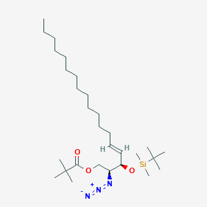 molecular formula C₂₉H₅₇N₃O₃Si B1139774 (2S,3R,4E)-2-Azido-3-(tert-butyldimethylsilyl)-1-pivaloyl-erythro-sphingosine CAS No. 114275-42-2