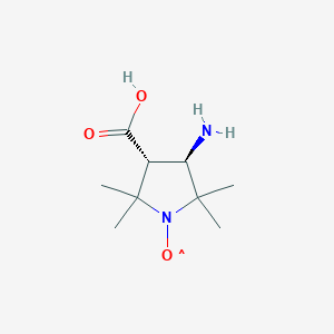 B1139788 1-Pyrrolidinyloxy, 3-amino-4-carboxy-2,2,5,5-tetramethyl-, (3R,4R)-rel-(9CI) CAS No. 15871-58-6