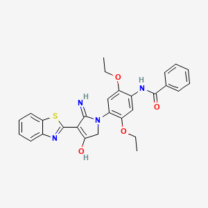 molecular formula C28H26N4O4S B11397898 N-(4-(5-amino-4-(benzo[d]thiazol-2-yl)-3-oxo-2,3-dihydro-1H-pyrrol-1-yl)-2,5-diethoxyphenyl)benzamide 