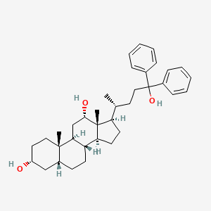 molecular formula C₃₆H₅₀O₃ B1139791 (3R,5R,8R,9S,10S,12S,13R,14S,17R)-17-[(2R)-5-hydroxy-5,5-diphenylpentan-2-yl]-10,13-dimethyl-2,3,4,5,6,7,8,9,11,12,14,15,16,17-tetradecahydro-1H-cyclopenta[a]phenanthrene-3,12-diol CAS No. 83116-96-5