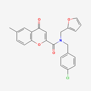 molecular formula C23H18ClNO4 B11397916 N-(4-chlorobenzyl)-N-(furan-2-ylmethyl)-6-methyl-4-oxo-4H-chromene-2-carboxamide 
