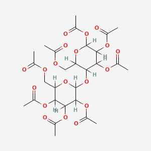 molecular formula C₂₈H₃₈O₁₉ B1139797 beta-D-Glucopyranose, 4-O-(2,3,4,6-tetra-O-acetyl-alpha-D-glucopyranosyl)-, tetraacetate CAS No. 132341-46-9