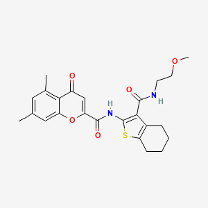 molecular formula C24H26N2O5S B11398130 N-{3-[(2-methoxyethyl)carbamoyl]-4,5,6,7-tetrahydro-1-benzothiophen-2-yl}-5,7-dimethyl-4-oxo-4H-chromene-2-carboxamide 