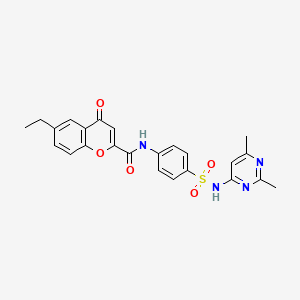 molecular formula C24H22N4O5S B11398173 N-{4-[(2,6-dimethylpyrimidin-4-yl)sulfamoyl]phenyl}-6-ethyl-4-oxo-4H-chromene-2-carboxamide 
