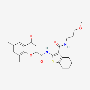 molecular formula C25H28N2O5S B11398186 N-{3-[(3-methoxypropyl)carbamoyl]-4,5,6,7-tetrahydro-1-benzothiophen-2-yl}-6,8-dimethyl-4-oxo-4H-chromene-2-carboxamide 