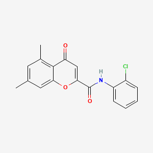 molecular formula C18H14ClNO3 B11398291 N-(2-chlorophenyl)-5,7-dimethyl-4-oxo-4H-chromene-2-carboxamide 