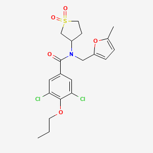 molecular formula C20H23Cl2NO5S B11398377 3,5-dichloro-N-(1,1-dioxidotetrahydrothiophen-3-yl)-N-[(5-methylfuran-2-yl)methyl]-4-propoxybenzamide 