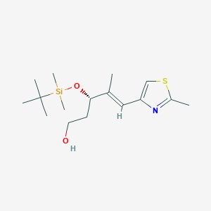 molecular formula C₁₆H₂₉O₂NSiS B1139838 (-)-(3S,4E)-3-{[tert-Butyl(dimethyl)silyl]oxy}-4-methyl-5-(2-methyl-1,3-thiazol-4-yl)pent-4-en-1-ol CAS No. 188899-14-1