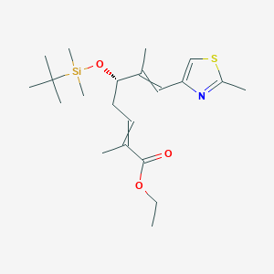 molecular formula C₂₁H₃₅NO₃SSi B1139839 Ethyl (2Z,5S,6E)-5-{[tert-Butyl(dimethyl)silyl]oxy}-2,6-dimethyl-7-(2-methyl-1,3-thiazol-4-yl)hepta-2,6-dienoate CAS No. 218614-04-1