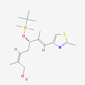 molecular formula C₁₉H₃₃NO₂SSi B1139840 (-)-(2Z,5S,6E)-5-{[tert-Butyl(dimethyl)silyl]oxy}-2,6-dimethyl-7-(2-methyl-1,3-thiazol-4-yl)hepta-2,6-dien-1-ol CAS No. 218614-16-5