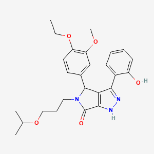 molecular formula C26H31N3O5 B11398422 4-(4-ethoxy-3-methoxyphenyl)-3-(2-hydroxyphenyl)-5-[3-(propan-2-yloxy)propyl]-4,5-dihydropyrrolo[3,4-c]pyrazol-6(1H)-one 
