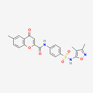 molecular formula C22H19N3O6S B11398448 N-{4-[(3,4-dimethyl-1,2-oxazol-5-yl)sulfamoyl]phenyl}-6-methyl-4-oxo-4H-chromene-2-carboxamide 