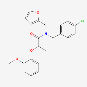 molecular formula C22H22ClNO4 B11398546 N-(4-chlorobenzyl)-N-(furan-2-ylmethyl)-2-(2-methoxyphenoxy)propanamide 