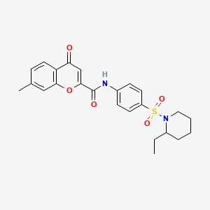 molecular formula C24H26N2O5S B11398711 N-{4-[(2-ethylpiperidin-1-yl)sulfonyl]phenyl}-7-methyl-4-oxo-4H-chromene-2-carboxamide 
