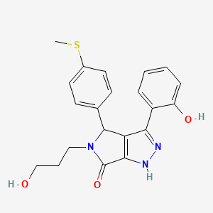 molecular formula C21H21N3O3S B11398715 3-(2-hydroxyphenyl)-5-(3-hydroxypropyl)-4-[4-(methylsulfanyl)phenyl]-4,5-dihydropyrrolo[3,4-c]pyrazol-6(2H)-one 