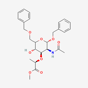 molecular formula C₂₆H₃₃NO₈ B1139878 Benzyl N-Acetyl-6-O-benzyl-alpha-D-muramic Acid Methyl Ester CAS No. 107671-54-5