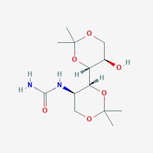 molecular formula C₁₄H₂₄N₂O₇ B1139879 [(4R,5R)-4-[(4R,5R)-5-hydroxy-2,2-dimethyl-1,3-dioxan-4-yl]-2,2-dimethyl-1,3-dioxan-5-yl]urea CAS No. 128741-75-3