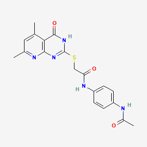 molecular formula C19H19N5O3S B11398816 N-[4-(acetylamino)phenyl]-2-[(4-hydroxy-5,7-dimethylpyrido[2,3-d]pyrimidin-2-yl)sulfanyl]acetamide 