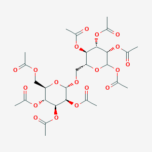 molecular formula C₂₈H₃₈O₁₉ B1139884 1,2,3,4-Tetra-O-acetyl-6-O-(2,3,4,6-tetra-O-acetyl-a-D-mannopyranosyl)-D-mannopyrannose CAS No. 123809-60-9