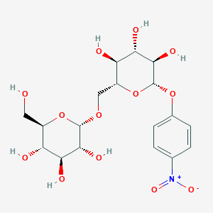 molecular formula C₁₈H₂₅NO₁₃ B1139889 4-Nitrophenyl 6-o-(a-D-glucopyranosyl)-b-D-glucopyranoside CAS No. 335193-88-9