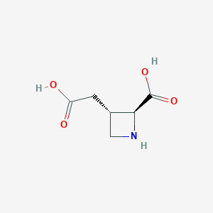 molecular formula C₆H₉NO₄ B1139893 (2S,3S)-3-(羧甲基)氮杂环丁烷-2-羧酸 CAS No. 185387-36-4