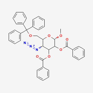 molecular formula C₄₀H₃₅N₃O₇ B1139894 Methyl 4-Azido-2,3-di-O-benzoyl-4-deoxy-6-O-trityl-alpha-D-glucopyranoside CAS No. 26511-50-2
