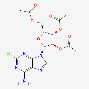 molecular formula C₁₆H₁₈ClN₅O₇ B1139898 2-Chloro-6-amino-9-(2',3',5'-tri-O-acetyl-beta-D-ribofuranosyl)purine CAS No. 79999-39-6