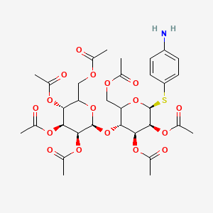 molecular formula C₃₂H₄₁NO₁₇S B1139900 4-Aminophenyl 2,3,6-Tri-O-acetyl-4-O-(2,3,4,6-tetra-O-acetyl-beta-D-glucopyranosyl)-beta-D-glucopyranoside CAS No. 68636-50-0