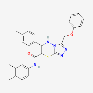 molecular formula C27H27N5O2S B11399015 N-(3,4-dimethylphenyl)-6-(4-methylphenyl)-3-(phenoxymethyl)-6,7-dihydro-5H-[1,2,4]triazolo[3,4-b][1,3,4]thiadiazine-7-carboxamide 
