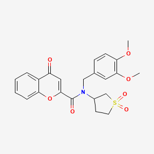 molecular formula C23H23NO7S B11399047 N-(3,4-dimethoxybenzyl)-N-(1,1-dioxidotetrahydrothiophen-3-yl)-4-oxo-4H-chromene-2-carboxamide 