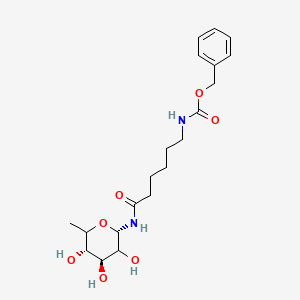 molecular formula C₂₀H₃₀N₂O₇ B1139913 N-[(epsilon-Benzyloxycarbonylamino)caproyl]-beta-L-fucopyranosylamine CAS No. 35978-96-2
