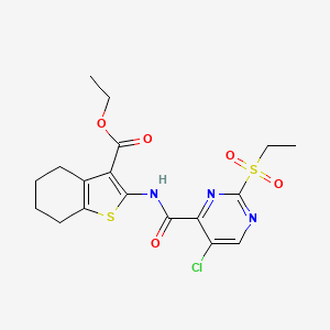 molecular formula C18H20ClN3O5S2 B11399171 Ethyl 2-({[5-chloro-2-(ethylsulfonyl)pyrimidin-4-yl]carbonyl}amino)-4,5,6,7-tetrahydro-1-benzothiophene-3-carboxylate 