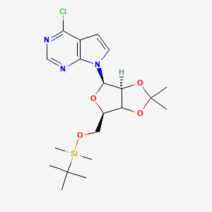 molecular formula C₂₀H₃₀ClN₃O₄Si B1139925 7H-Pyrrolo[2,3-d]pyrimidine, 4-chloro-7-[5-O-[(1,1-dimethylethyl)dimethylsilyl]-2,3-O-(1-methylethylidene)-beta-D-ribofuranosyl]- CAS No. 115479-39-5