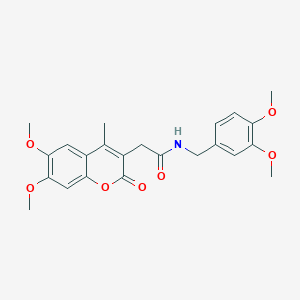 molecular formula C23H25NO7 B11399376 N-(3,4-dimethoxybenzyl)-2-(6,7-dimethoxy-4-methyl-2-oxo-2H-chromen-3-yl)acetamide 