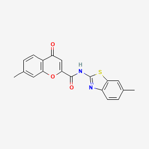 molecular formula C19H14N2O3S B11399401 7-methyl-N-(6-methyl-1,3-benzothiazol-2-yl)-4-oxo-4H-chromene-2-carboxamide 