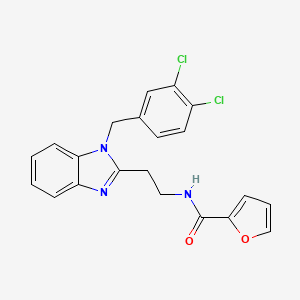 molecular formula C21H17Cl2N3O2 B11399438 N-{2-[1-(3,4-dichlorobenzyl)-1H-benzimidazol-2-yl]ethyl}furan-2-carboxamide 