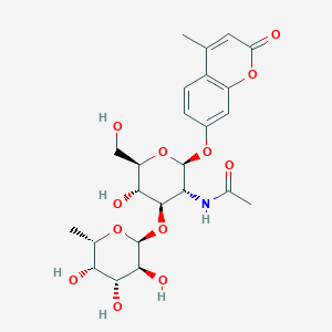 molecular formula C₂₄H₃₁NO₁₂ B1139945 4-Methylumbelliferyl 2-acetamido-2-deoxy-3-O-(a-L-fucopyranosyl)-b-D-glucopyranoside CAS No. 383160-12-1