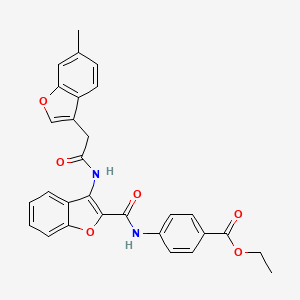 molecular formula C29H24N2O6 B11399509 Ethyl 4-{[(3-{[(6-methyl-1-benzofuran-3-yl)acetyl]amino}-1-benzofuran-2-yl)carbonyl]amino}benzoate 