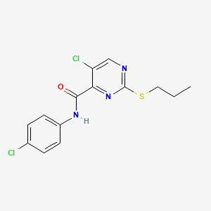 molecular formula C14H13Cl2N3OS B11399524 5-chloro-N-(4-chlorophenyl)-2-(propylsulfanyl)pyrimidine-4-carboxamide 