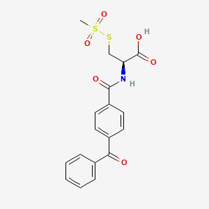 molecular formula C₁₈H₁₇NO₆S₂ B1139960 Benzophenone-4-carboxamidocysteine Methanethiosulfonate CAS No. 317821-69-5