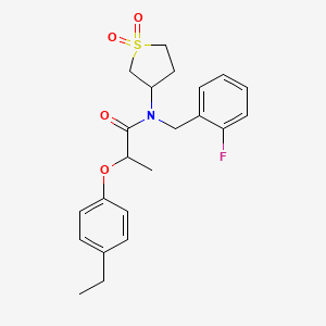 molecular formula C22H26FNO4S B11399718 N-(1,1-dioxidotetrahydrothiophen-3-yl)-2-(4-ethylphenoxy)-N-(2-fluorobenzyl)propanamide 