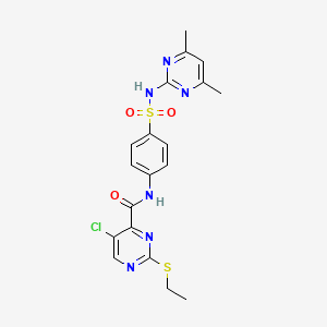 molecular formula C19H19ClN6O3S2 B11399823 5-chloro-N-{4-[(4,6-dimethylpyrimidin-2-yl)sulfamoyl]phenyl}-2-(ethylsulfanyl)pyrimidine-4-carboxamide 