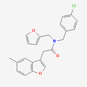 molecular formula C23H20ClNO3 B11399929 N-(4-chlorobenzyl)-N-(furan-2-ylmethyl)-2-(5-methyl-1-benzofuran-3-yl)acetamide 