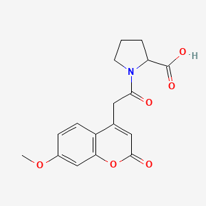 molecular formula C₁₇H₁₇NO₆ B1139993 7-Methoxycoumarin-4-acetyl-L-proline CAS No. 359436-90-1
