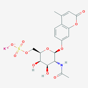 molecular formula C₁₈H₂₀KNO₁₁S B1139994 4-Methylumbelliferyl 2-acetamido-2-deoxy-beta-D-galactopyranoside 6-sulfate potassium salt CAS No. 383160-14-3