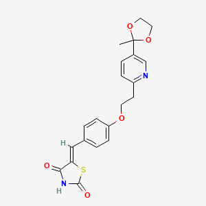 molecular formula C₂₁H₂₀N₂O₅S B1140000 5-[4-[2-[5-(2-Methyl-1,3-dioxolan-2-YL)-2-pyridyl]ethoxy]benzylidene]-2,4-thiazolidinedione CAS No. 184766-62-9